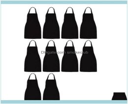 Aprons Textiles Home Garden10 Pack Bib Unisex Black Apron Bulk With 2 Roomy Pockets Hine Washable For Kitchen Crafting Bbq Din8728990