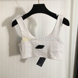 Metal Badge Crop Top Women Short Vest Summer Sleeveless Tanks Top Outdoor Breathable Sport Vest