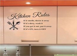 Kitchen Rules Wall Sticker Decoration Letters Removable PVC Wall Glass Decals DIY Kitchen Home Decor 30CM X 58CM3611288