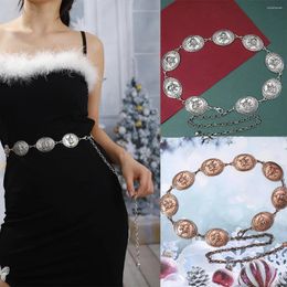 Belts Christmas Chain Belt Women's Personalised Metal Waist Accessories Decoration With Skirt Sweater Suit Cover Overlay