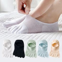 Women Socks 5 Pairs Summer Mesh Toe Low Cut With Separate Fingers No-show Slipper Invisible Five Finger