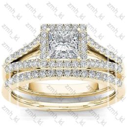 New Fashion Designer Jewellery Wedding Rings 2Pcs Bridal Set Elegant Crystal Engagement Ring Luxury Gold Colour Round Heart Zircon For Women Boho Jewellery 271