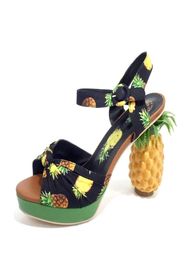 Fashion Novelty Pineapple Heel Sweet Pumps Sexy Open Toe Leather Sandals Women Party Date Shoes Platform Pink Girls Sandal3824586