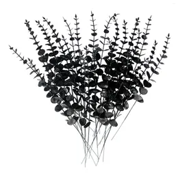 Decorative Flowers 20Pcs Artificial Eucalyptus Stems Fake Floral Arrangement Faux Black Branches For Xmas Wedding Bouquet Home Outdoor