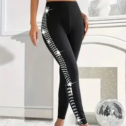 Women's Leggings Plus Size Sequin Tight Pants Elegant Solid Colour Yoga