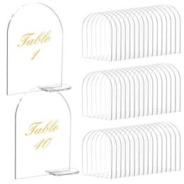 1020Pcs Clear Acrylic Sign Arch with Stand Blank Guest Name Tags Wedding Table Number Holder Decoration Supplies DIY Place Card 240429