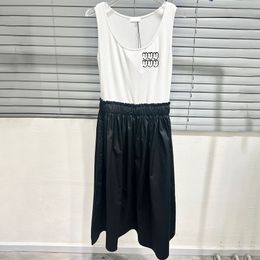 Luxury Women Vest Dress Contrast Colour Letters Sleeveless Summer Dress Vintage Fashion Street Style Tank Dresses