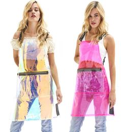 Aprons Fashion Transparent Work Waterproof with Pocket Trendy Barber Hair Nail Stylist Accessorie Women Men Uniform Kitchen 2302077958362