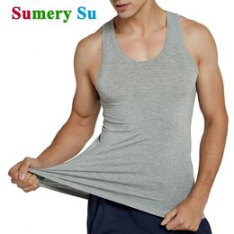 Tank Tops Men Sports Modal Full Stretch Racing Running Vest Fitness Cool Summer Top Gym Slim Casual Undershirt Male 3 Colors 240424