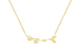 Gold Color Hummingbird Necklace For Women Jewelry Stainless Steel Chain Choker Bird Pendant Bridesmaid Collares Necklaces4970277