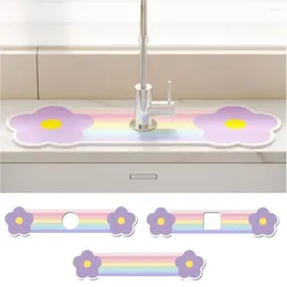 Kitchen Faucets Absorbent Drying Diatomite Pad Anti-mildew Flower Pattern Mat Non-Slip Table Bathroom