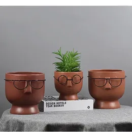 Vases Ceramic Vase Human Face Glasses Cartoons Modern Home Decoration Accessories Flower Arrangement In Pot Decor