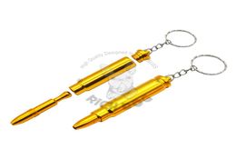 Gold Small Bullet Shape Smoking Pipe With Key Chain Creative Brass Tobacco Herb Pipe Metal Disguise Herbal Smoking Water Pipe Acce4055508