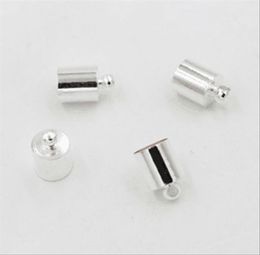 100pcslot 4mm12mm hole Silver Necklace Leather Cord End Caps Tassel Crimp End Connector DIY Jewellery Findings Custom Logo2217409