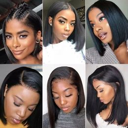 Wigs AIMEYA Synthetic No Lace Wig Wigs Bob Wig Lace Front Brazilian Human for Black Women Pre Plucked Short Natural Straight Hd Full Frontal Closure