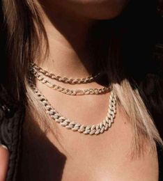 Hiphop Jewellery Necklace Bracelet 14k Gold Plated CZ Diamond Women Ice Out Cuban Link Chain284v5648868