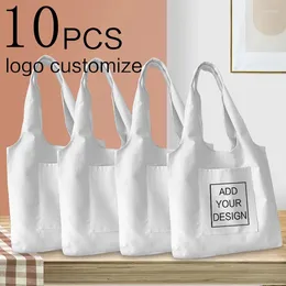 Shopping Bags 10PCS Designer Custom Tote Bag With Design White Fashion Women Travel Canvas Reusable Shoulder