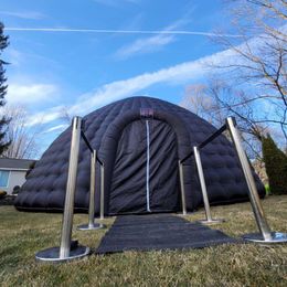 Partihandel anpassad 10md (33ft) med fläkt svart jätte uppblåsbart igloo tält, utomhus luftkupol markör/ bröllopsfest tak till salu