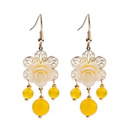 Dangle Chandelier Classic Summer Yellow Stone Flower Earrings For Women Bijoux Ethnic Red Drop Wedding Jewellery Delivery Dhmib