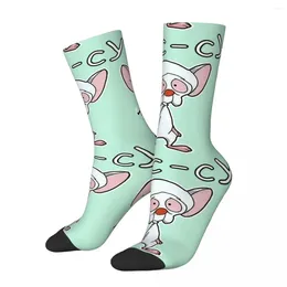 Men's Socks Funny Crazy Compression Sock For Men Fear Hip Hop Vintage Pinky And The Brain TV Happy Quality Pattern Printed Boys Crew