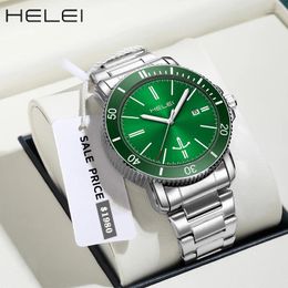 Wristwatches HELEI Model 2024 Helmsman Series Light Luxury Multifunctional Quartz Movement Men's Watch Watches