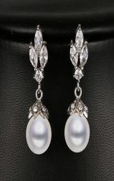 Emmaya Fashion Marquise Shape Cz Pearl Earring White Gold Color Bridal Wedding Earring New Arrival Beautiful Gift3631553