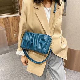 Shoulder Bags Chain Small PU Leather Crossbody For Women 2024 Trend Bag Folds Design Handbags Female Travel