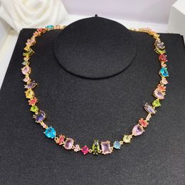 Verão colorido colorido gema feminina colar de ouro cristais gotas de água breolas de cristal verde irregulares jóias n0028