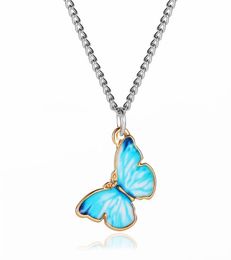 2020 New Blue Butterfly Pendant Necklace for Women Vintage Clavicle Chain Alloy Necklace Wedding Necklace Choker Jewellery Accessori1586249