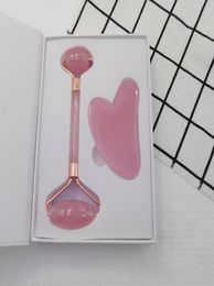 Factory Massage Resin Face Roller Rose Gua Sha Facial Rollers Eye Slimmer Scraper Cosmetic Skin Care Beauty Tool with Gift Box Set7382264
