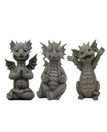 Garden Decorations Dragon Meditation Statue In The Yard Fantasy Resin Collecting Crafts 18x11x9cm Outdoor Decoration7451560