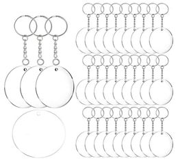 Acrylic Keychain Blanks 60 Pcs 2 Inch Diameter Round Acrylic Clear Discs Circles with Metal Split Key Chain Rings14558150
