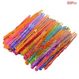 Forks 80pcs Mini Colour Transparent Disposable For Party BBQ Sticks Picks Skewer Set Home Dining Plastic Cake Fruit Fork