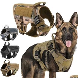 Dog Collars & Leashes Military Large Harness Pet German Shepherd K9 Malinois Training Vest Tactical And Leash Set For Dogs Accessories Dhedw