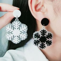 Dangle Earrings Christmas Snowflake Splicing Versatile Design Personalized Fashionable Acrylic Gifts