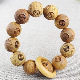 Strand Chen Hua Arborvitae Bracelets Carving Rosary Niu Zhuan Qiankun Wooden Cultural Artifact Bracelet Men Eight Diagrams Arrogant And