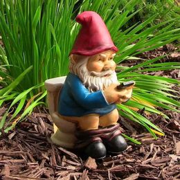 Decorative Objects Figurines Funny Dwarfs Resin Ornaments Naughty Gnome Garden Decoration Statue Old Man Lawn Yard Decor Cartoon Statue T240505