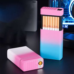 20pcs Magic Cigarette Hülle USB Leichtere Gradientenfarbe Zigarettenschachtel mit Wolframdraht leichter