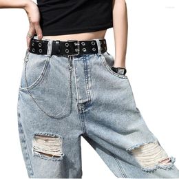 Women's Jeans 2024 Asymmetrical Hole Straight Loose Ripped Denim Women Hip Hop Harajuku Streetwear Cargo Baggy Pants