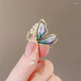 Brooches Trendy Crystal Butterfly For Women Luxury Rhinestone Water Drop Tassel Pendant Safety Lapel Pins Girl Corsage Jewelry