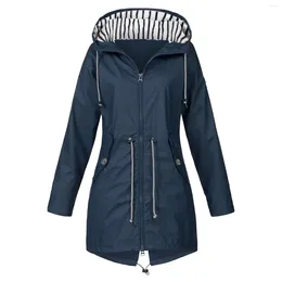 Women's Jackets Plus Size 5XL Hooded Windbreaker Long Jacket For Women Autumn Oversized Zipper Casual Waterproof Coat Outerwear Raincoats