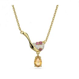 neckless for woman Swarovskis Jewellery Matching Red Bean Ice Cream Water Drop Necklace Female Swarovski Element Crystal Clavicle Chain
