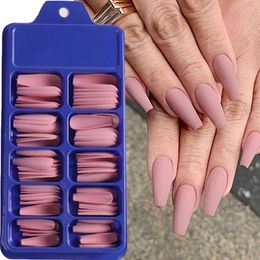 100pcsBox Coffin False Nail Mixed Size Solid Color Matte Artificial Form For Fake Nails Accessories Tips Fingernails 240423