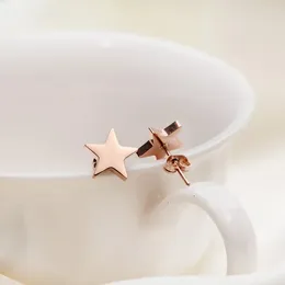 Stud Earrings Star For Women 18KGP Rose Gold Color Titanium Steel Five-pointed Charm 316L Stainless Fashion Jewelry(GE109)