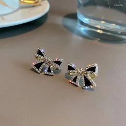 Stud Earrings 2024 Trendy Inlaid Rhinestone Bowknot For Women Personality Unique Design Wedding Jewelry Birthday