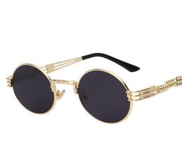 Round Shades Brand Designer Sun glasses Mirror High Quality UV400 Gothic Steampunk Sunglasses Men Women Metal WrapEyeglasses2509640