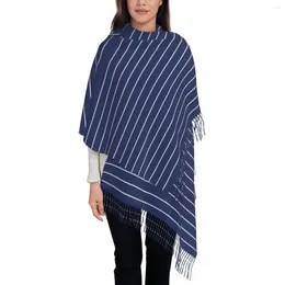 Scarves Womens Scarf Outdoor Classic Striped Wraps With Long Tassel Blue And White Lines Shawls Wrpas Autumn Foulard