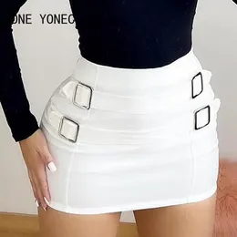 Skirts 2024 Women Sexy Chic Solid Square-ring Decoration Cargo Skinny Casual Summer White