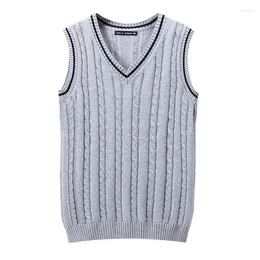 Men's Vests Men Spring Sweaters Autumn Sleeveless Cotton Knitted Waistcoat Stretch V-Neck Pull Jumpers Tanks