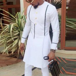 African Clothes Tshirt Man Dashiki Traditional Tee Shirt Long Sleeve Tops Autumn Fall 2021 Male White T-Shirts Men's Clothing 2966